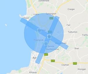 5km restriction zone around Glasgow Prestwick Airport